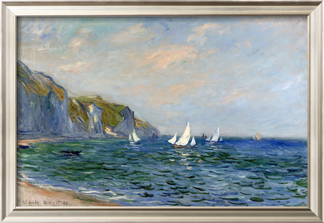 CLIFFS AND SAILBOATS AT POURVILL - Claude Monet Paintings